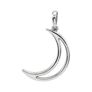 Continuum Sterling Silver Polished Crescent Moon Pendant, 12 x 25mm